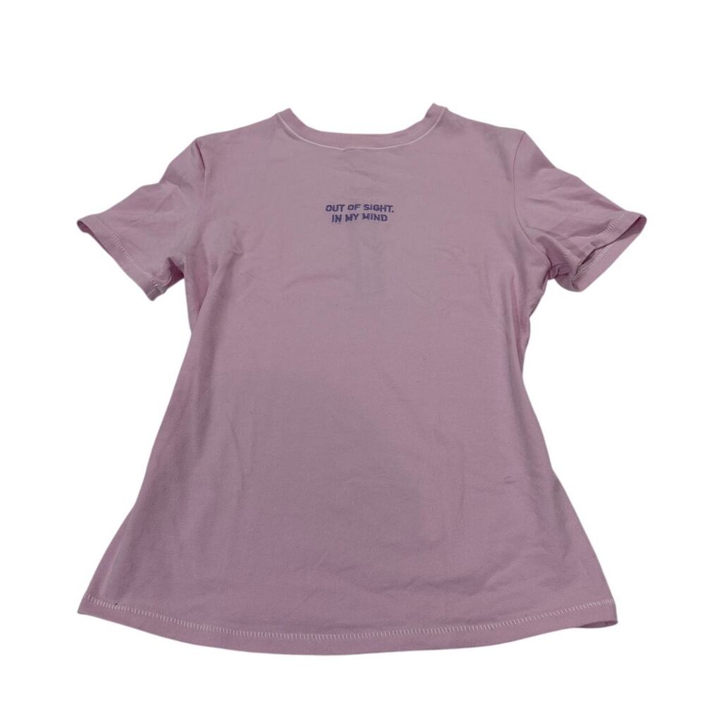NWT SKIMS Womens Small Cotton Jersey Embroidered T-Shirt Baby Pink Out of Sight - Picture 2 of 8